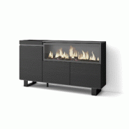 SKRAUT HOME Buffet salon et cuisine, 160, 3 Portes, Cheminée électrique XXL, Design industriel, Noir - noir Bois manufacturé 424_8