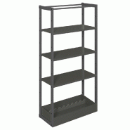 Structure Cage noir suspendue 90x40x180cm 3 tablettes et bac noir