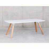 Table de réunion Oblique Prostoria - piètement bois massif et plateau MDF + Fenix - 7 finitions de piètement - 5 finitions de plateaux - 3 dimensions