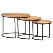 VidaXL Tables gigognes 3 pcs Bois d'acacia massif Modèle Atlas Infinite Minimal - 286185