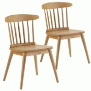 VS Venta-stock Pack 2 chaises Ben en bois couleur chêne - jaune Bois massif I22094