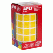 Apli 2832 gommettes carrées, 15x15 mm, en rouleau, coloris jaune - 8410782124757