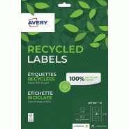 AVERY 315 étiquettes recyclées blanches, format 63,5 x 38,1 mm (15 feuilles / cdt) - 5014702144042
