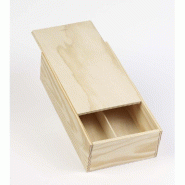 Boîte 2 bouteilles bordelaises en bois neutre à coulisse 16.2x7.9x32.3cm