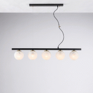 Bonetti Illumina Adrian Suspension en fer laqué noir et bronzé 5 lumières L.101x14 BL278-5-NR - bronze 8050713218973
