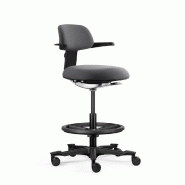 Chaise de travail / chaise de comptoir TOP WORK 40 Assise en tissu / dossier en tissu gris foncé hjh OFFICE - gris polyester 800300