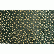 Chemin de table fourrure vert fonce Etoiles dorees 28cm x 3m
