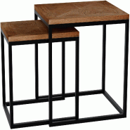 CLP Lot de 2 tables d appoint Talero Marron - marron Bois manufacturé 327465