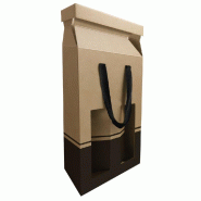 Coffret kraft 2 bouteilles Pop up 18x9x34 cm - par 10
