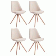 Décoshop26 - 4 chaises de salle à manger style scandinave en tissu crème pieds rond en bois clair CDS10347 - 3000475769607 Décoshop26 - 4 chaises de salle à manger style scandinave en tissu crème pieds rond en bois clair CDS10347 - 3000475769607