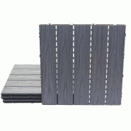 Décoshop26 - Dalles de sol wpc clipsables effet bois 3d gris 50x50 cm lot de 4 1 m² pour balcon et terrasse 04_0011109 - 3000268409444_0