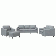Ensemble de canapés 4 pcs coussins gris clair tissu Modèle Helios Urbain - 8721012067615