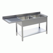 KBS Gastrotechnik KBS Centrale de rinçage 1600x700x850 mm 2 cuves à droite avec fond et rebord - Acier inoxydable 18/10 92012103