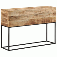 Table console 110x30x75 cm bois de manguier massif brut et fer Modèle Patio Tau Prime Plus - 376066