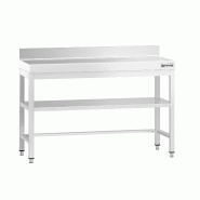 Table Inox de travail Premium avec Dosseret et Étagère - Profondeur 800 mm - 1200