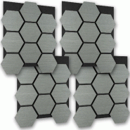 TecTake GmbH tectake 4 panneaux acoustiques, Sonic Shield, absorption efficace, MDF, 76x62x1,8cm, chêne gris clair - gris Bois manufacturé 406706