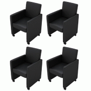 VidaXL Chaises à manger lot de 4 noir similicuir Modèle Atlas Prime Plus - 160183