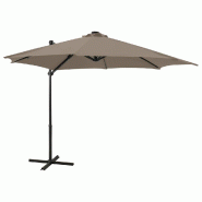 VidaXL Parasol de jardin en porte-à-faux et mât et lumières LED taupe Modèle Atlas Riviera Élite - beige 312331