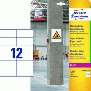 Avery Zweckform 240 étiquettes ultra-adhésives Laser blanches, format 105 x 48 mm (20 feuilles / cdt) - L7875-20