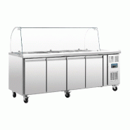 Comptoir de préparation réfrigéré gn avec pare-haleine série u 4 po... - PCT395