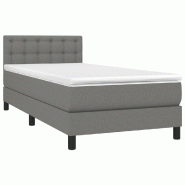 Décoshop26 - Cadre de lit LED avec sommier tête de lit matelas 100x200 cm tissu gris foncé TDL0208442 - gris 3001540447765