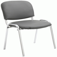 Décoshop26 - Chaise visiteur empilable zone d'attente en PVC gris piètement à 4 pieds en métal chromé 10_0008397 - 3000266631748