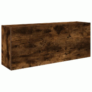 Helloshop26 - Armoire murale de bain pratique minimaliste salle de bain 100 x 25 x 40 cm en bois d'ingénierie chêne fumé 02_0051297 - Bois massif 3