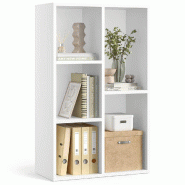 Helloshop26 - Bibliothèque à 5 casiers étagère de rangement colonne de rangement dimensions 50 x 24 x 80 cm blanc 12_0004197 - 3000222362174