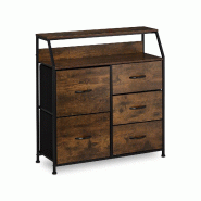 Helloshop26 - Commode à tiroirs rustique style industriel 90 x 40 x 80 cm grand espace de rangement décoratif en métal noir 13_0010887 - noir méta