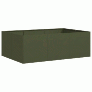 Helloshop26 - Jardinière rectangulaire extérieure moderne fond ouvert 120 x 80 x 40 cm en acier vert olive 02_0051532 - vert acier 3000236964012