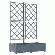 Helloshop26 - Lot de 2 cache-pots de jardin design moderne 80 x 40 x 125,5 cm durable en acier gris clair 02_0058581 - gris acier 3000240669026