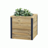 HORTALIA Jardinière en bois avec réserve d’eau Nidum 40 x 40 x 40 cm – Intérieur et extérieur - marron Bois massif N444AL