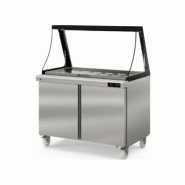 Meuble saladette 18 bacs GN1/6 - Sur roulettes Coreco SDTP-48-18-LGLBA-1
