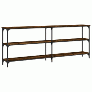 Table console chêne fumé 200x29x75 cm bois d'ingénierie Modèle Atlas Work - 834112