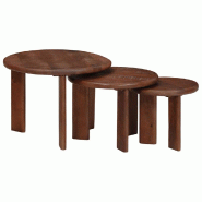 Tables basses gigognes 3 pcs Marron foncé Bois de mangue massif Modèle Orion Core - 8721158631824
