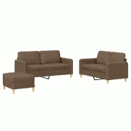 VidaXL Ensemble de canapés 3 pcs avec coussins Marron Tissu Modèle Atlas Premium - 3202097