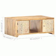 VidaXL Table basse 90x50x35 cm Bois solide de manguier Modèle Apex Confort Élite - 321801XL