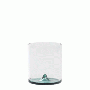 Zafferano Ensemble De 4 Tumbler Discobolo En Verre Borosilicaté Soufflé À La Main, Capacité 34,5 Cl, Design Transparent Avec Fond Vert Lac Pour Ta