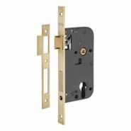 Boitier de serrure encastrable à cylindre pour porte d'entrée, axe 50mm, bouts carrés, têtière laiton brossé - THIRARD - doré 3150260009064 Boitier de serrure encastrable à cylindre pour porte d'entrée, axe 50mm, bouts carrés, têtière laiton brossé - THIRARD - doré 3150260009064