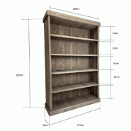 Buffet Héritage pin vieilli 4 étagères L119xP39xH200cm