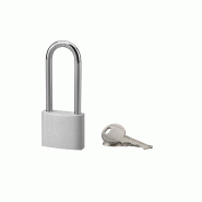 Cadenas à clé, extérieur, alu, 40mm, anse 1/2 haute acier nickelé, 2 clés - Serrurerie de Picardie - gris 3150268281424 Cadenas à clé, extérieur, alu, 40mm, anse 1/2 haute acier nickelé, 2 clés - Serrurerie de Picardie - gris 3150268281424