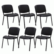 CLP Lot de 6 chaises Visiteur Ken en similicuir Noir - noir polyester 151704101 CLP Lot de 6 chaises Visiteur Ken en similicuir Noir - noir polyester 151704101