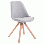 Décoshop26 - Chaise de salle à manger design scandinave en tissu gris et pieds en bois clair forme carré 10_0003459 - gris 3000251590845 Décoshop26 - Chaise de salle à manger design scandinave en tissu gris et pieds en bois clair forme carré 10_0003459 - gris 3000251590845