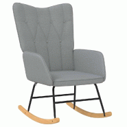 Décoshop26 - Fauteuil à bascule d'allaitement rembourré relax pour salon en tissu gris clair DEC028956 - gris 3000257136344