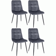 Décoshop26 - Lot de 4 chaises de salle à manger style moderne et confortable en tissu velours gris foncé et métal noir 10_0001782 - gris 3000250668965 Décoshop26 - Lot de 4 chaises de salle à manger style moderne et confortable en tissu velours gris foncé et métal noir 10_0001782 - gris 3000250668965