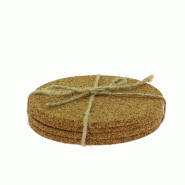 Dessous de verre liege naturel lot de 4  Ø10x2 cm - par 100