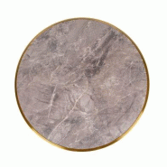 Emh Plateau de table rond Ø60 cm marbre gris brillant – pierre frittée et chant doré - gris Matériau naturel PLATPIERFRITD60MARGR