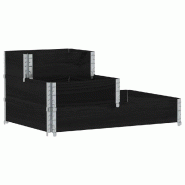 Helloshop26 - Jardinière bac lit surélevé plantes fleurs terrasse jardin à 3 niveaux 120 x 80 cm bois de pin massif noir 02_0039887 - 3000218660406