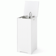 Helloshop26 - Panier à linge 30 x 30 x 61 cm couvercle métallique poignées pratiques style moderne en MDF blanc 20_0012967 - blanc métal 3000227511614 Helloshop26 - Panier à linge 30 x 30 x 61 cm couvercle métallique poignées pratiques style moderne en MDF blanc 20_0012967 - blanc métal 3000227511614