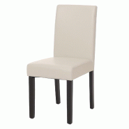 Mendler Chaise de salle à manger Littau, chaise de cuisine, similicuir ~ blanc, pieds foncés - blanc matière synthétique 74391